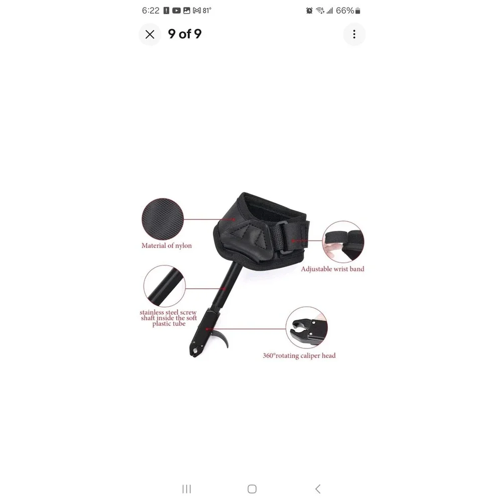 TruFire Toro Black With Wrist Strap Single Caliper Release Aid